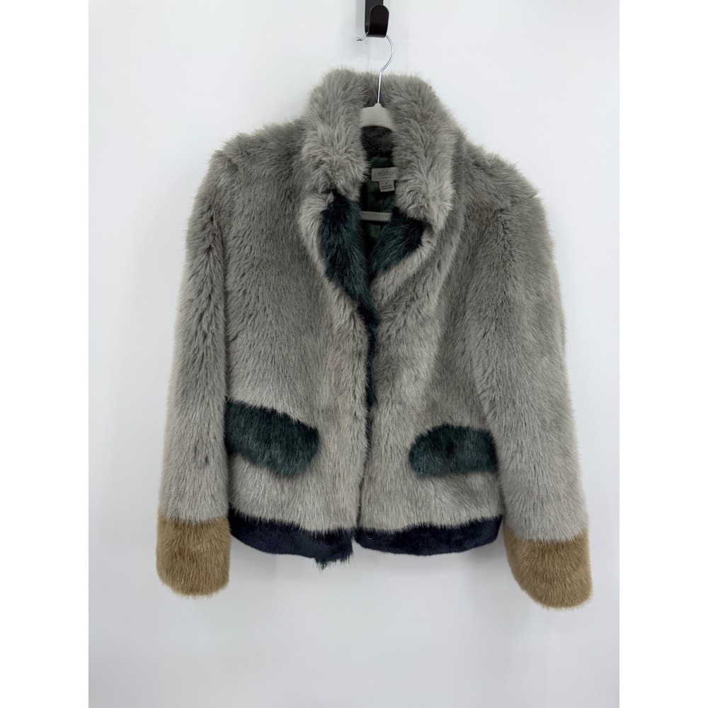 Molliolli Tissavel Faux Fur Jacket Women S Grey‎ Colorblock Anthropologie Coat